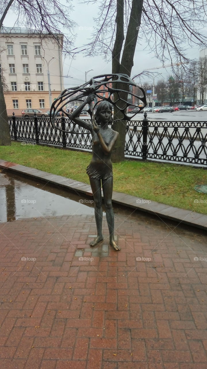 girl and rain