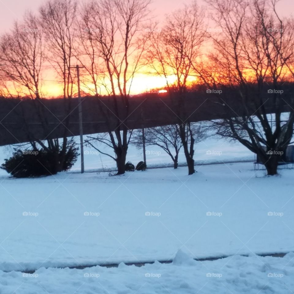 snowy sunset
