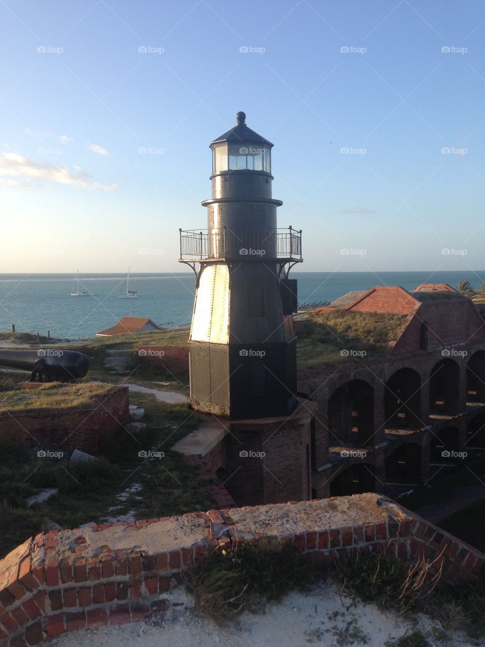 Lighthouse at Fort Jefferson. Lighthouse and Fort Jefferson in the dry tortugas a national state park