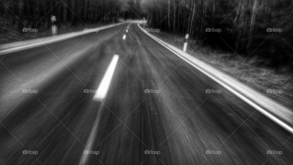 street black and white low vantage point