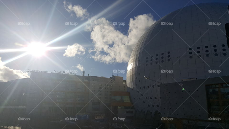 The globe arena in the sunshine
