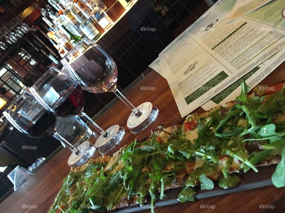 Wine tasting bar with flatbread appetiser