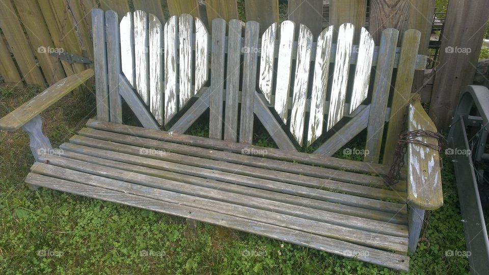 Love Bench. vintage swing for two love birds