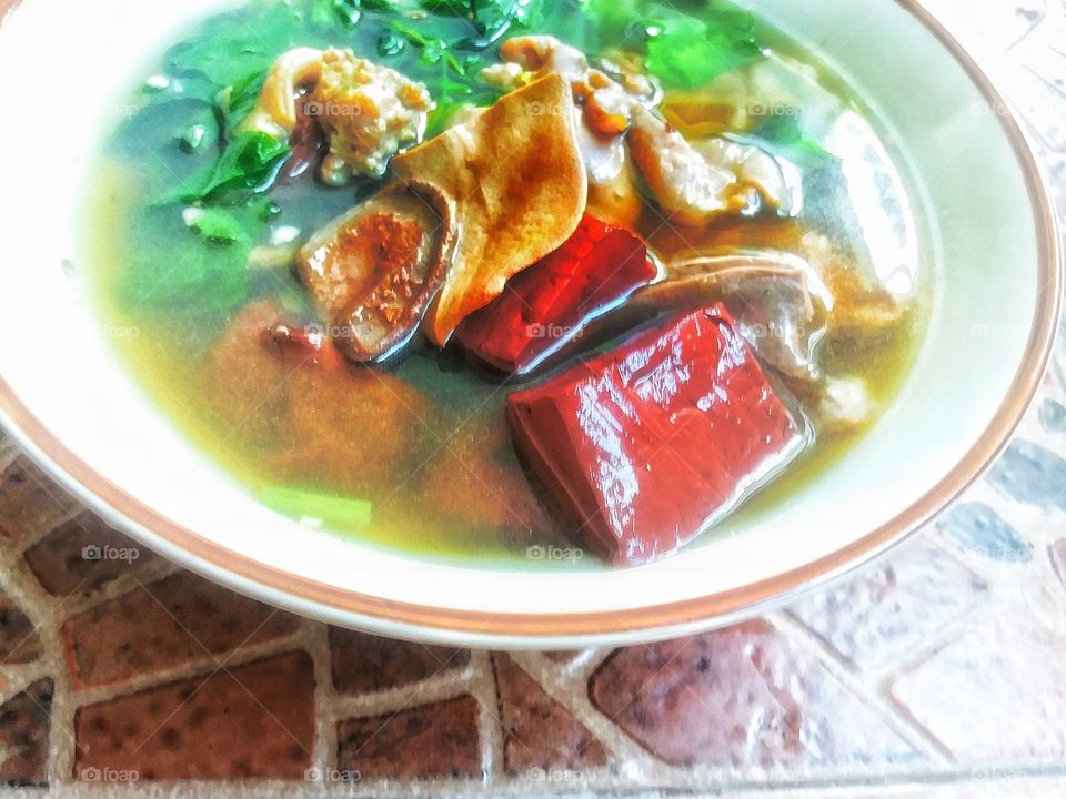Thai Breakfast boiled pork blood