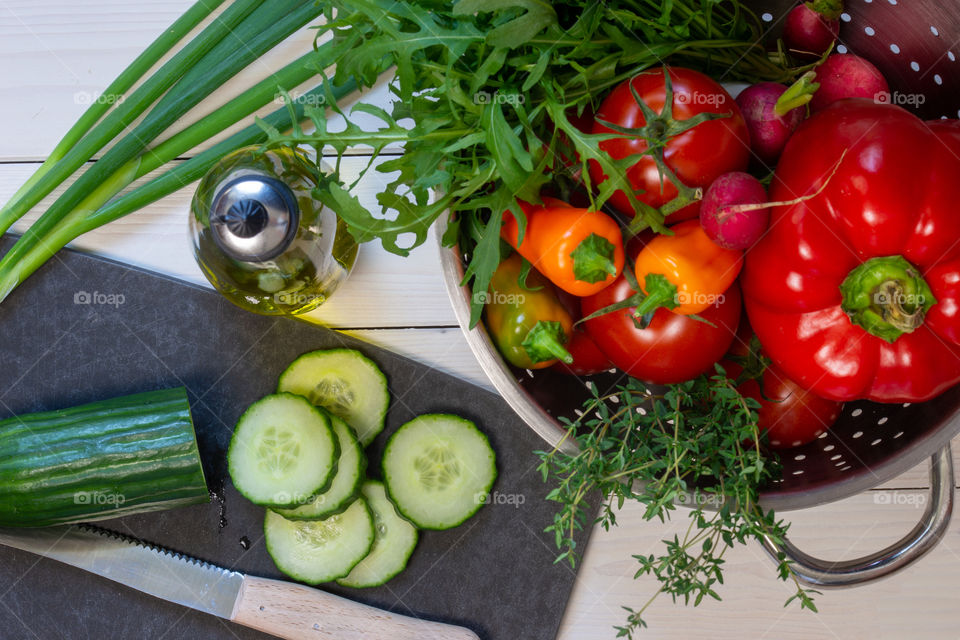 vegetables and salad