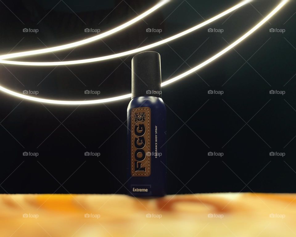an product photography of Fogg deodrant and body spray.