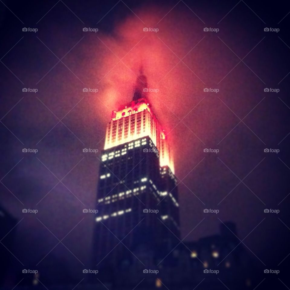 Empire State Building in Red