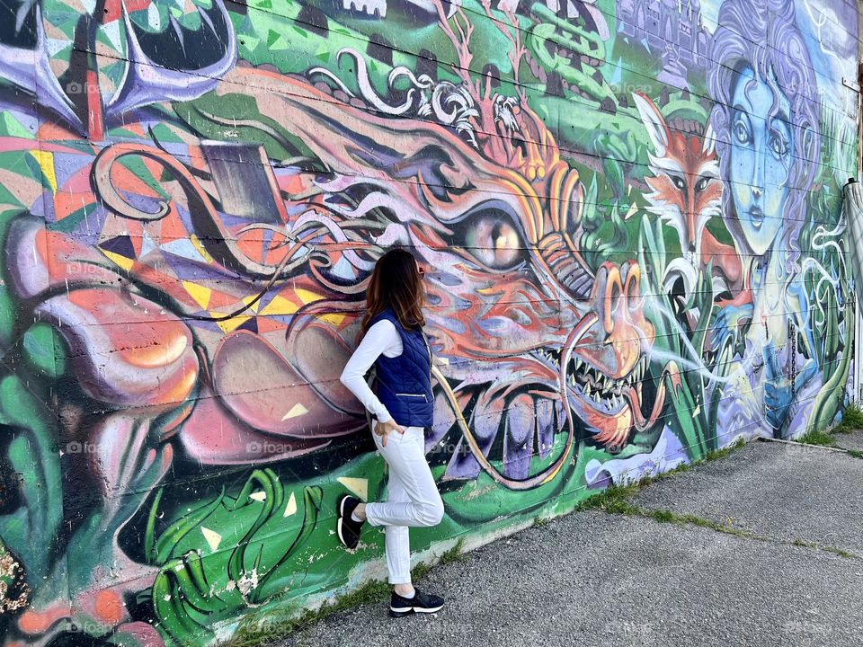 Girl enjoying artwall 