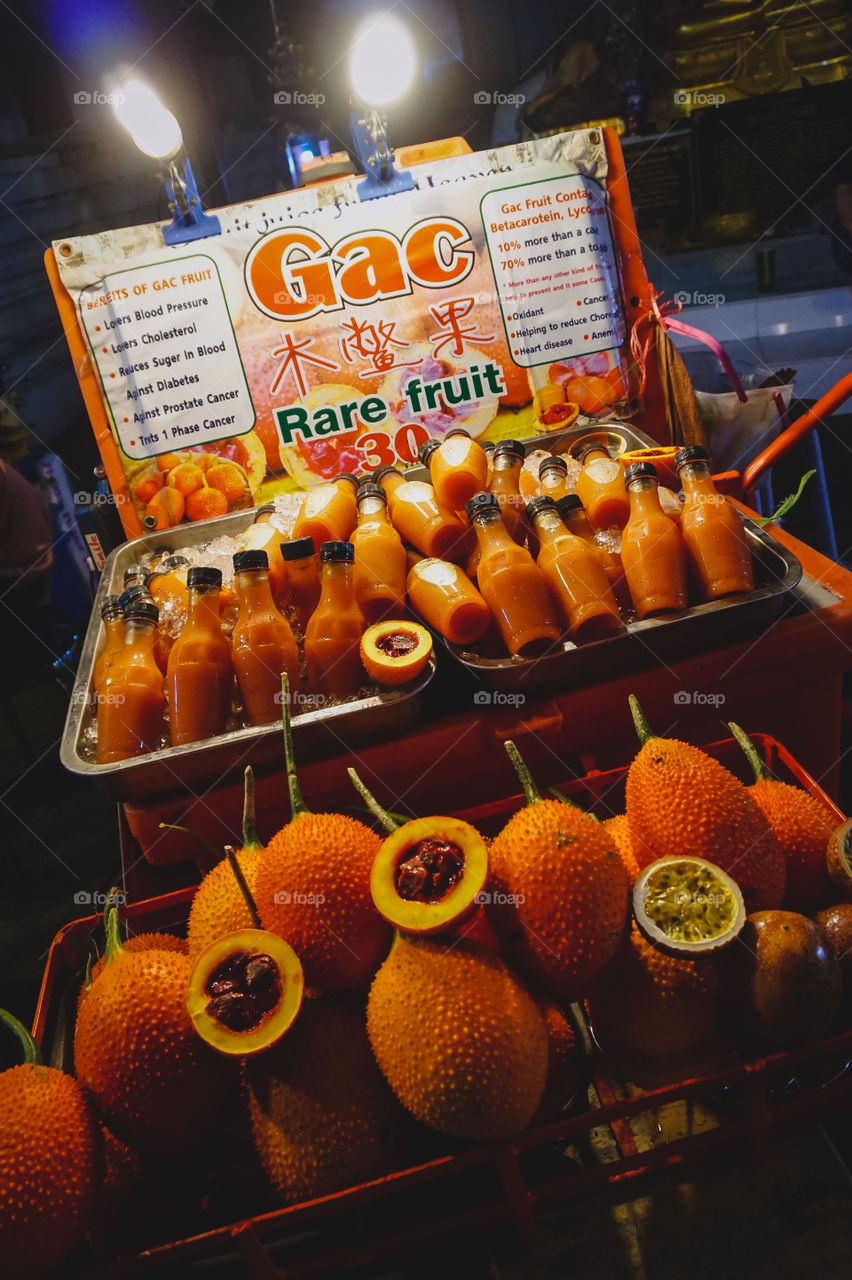 Weird Gac fruit for sale in Chiang Mai, Thailand 
