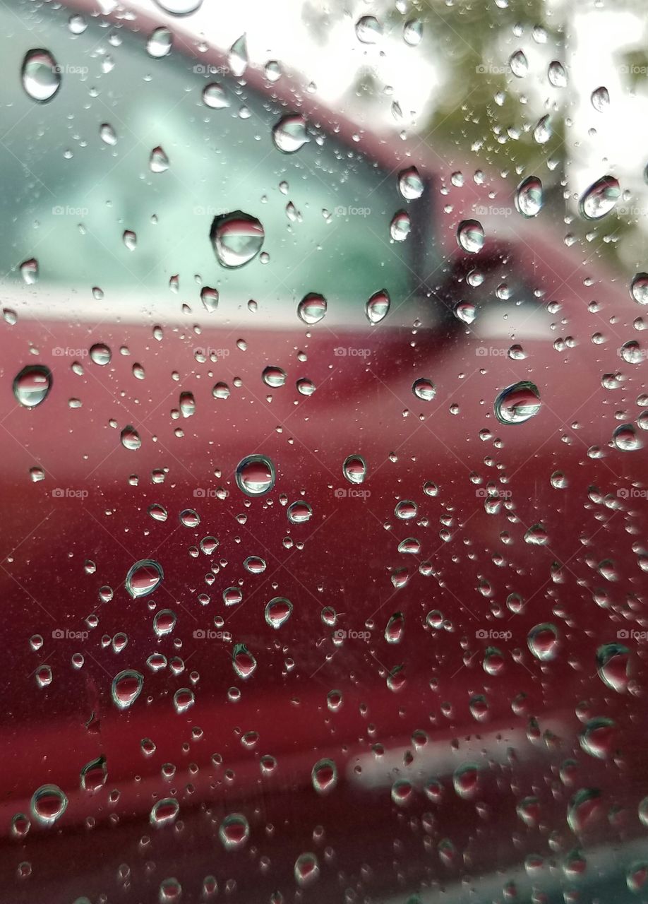 rain, raindrops, window, car  red, rainy, weather, nature