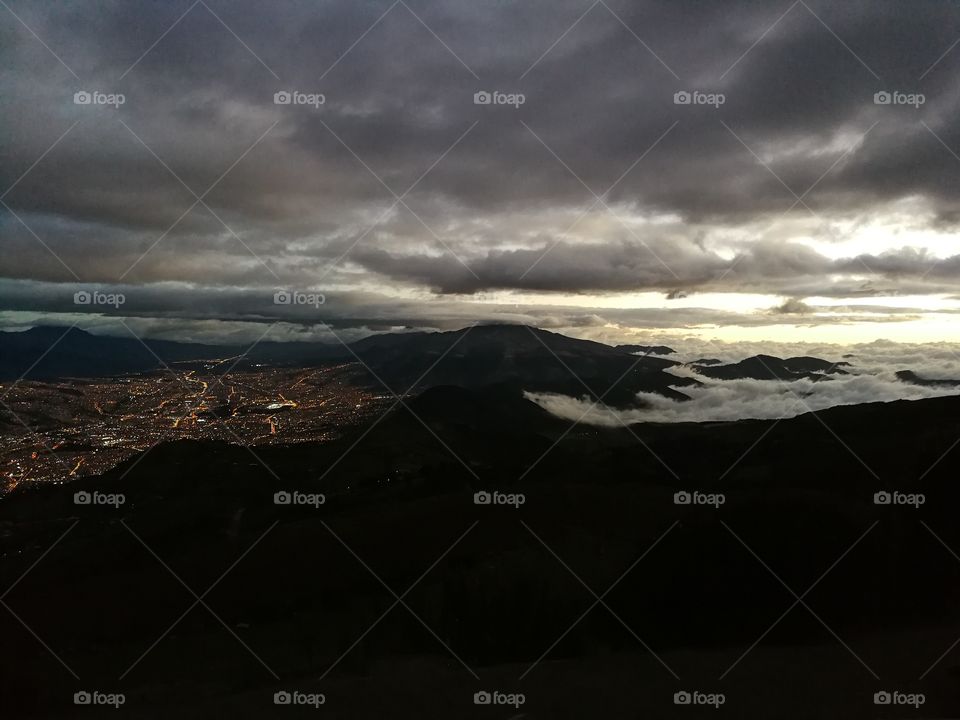 View of clouds and Quito