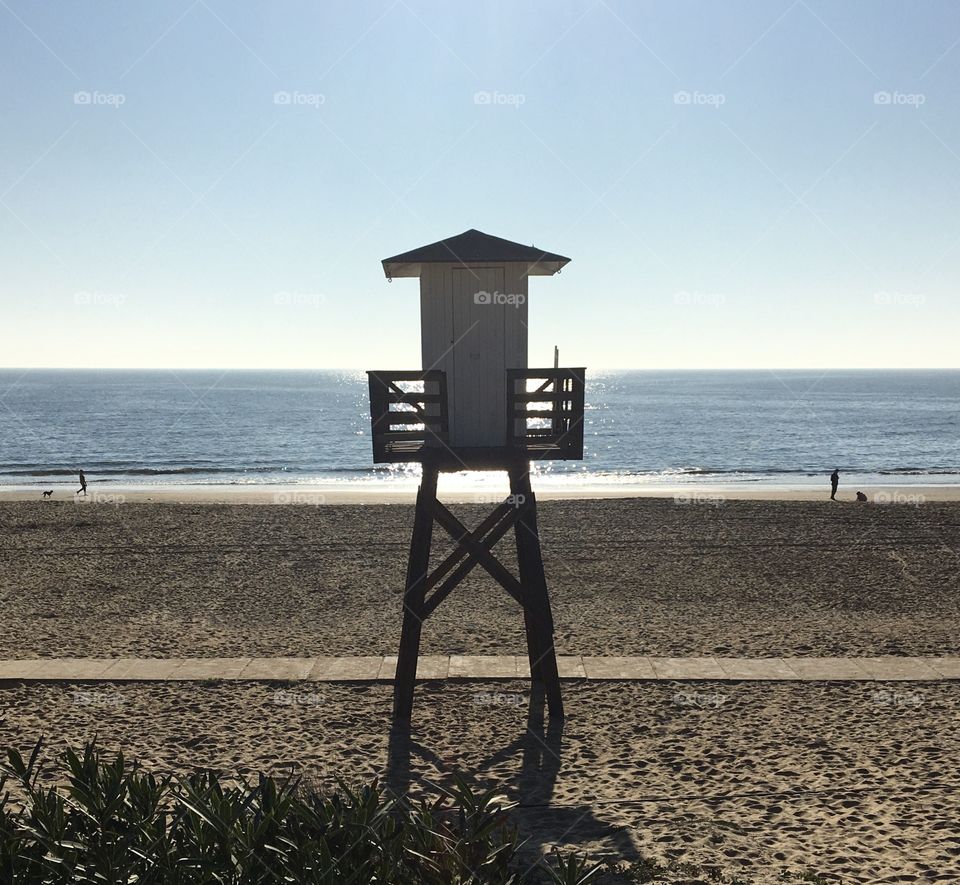 Lifeguard cabin on a beach in winter