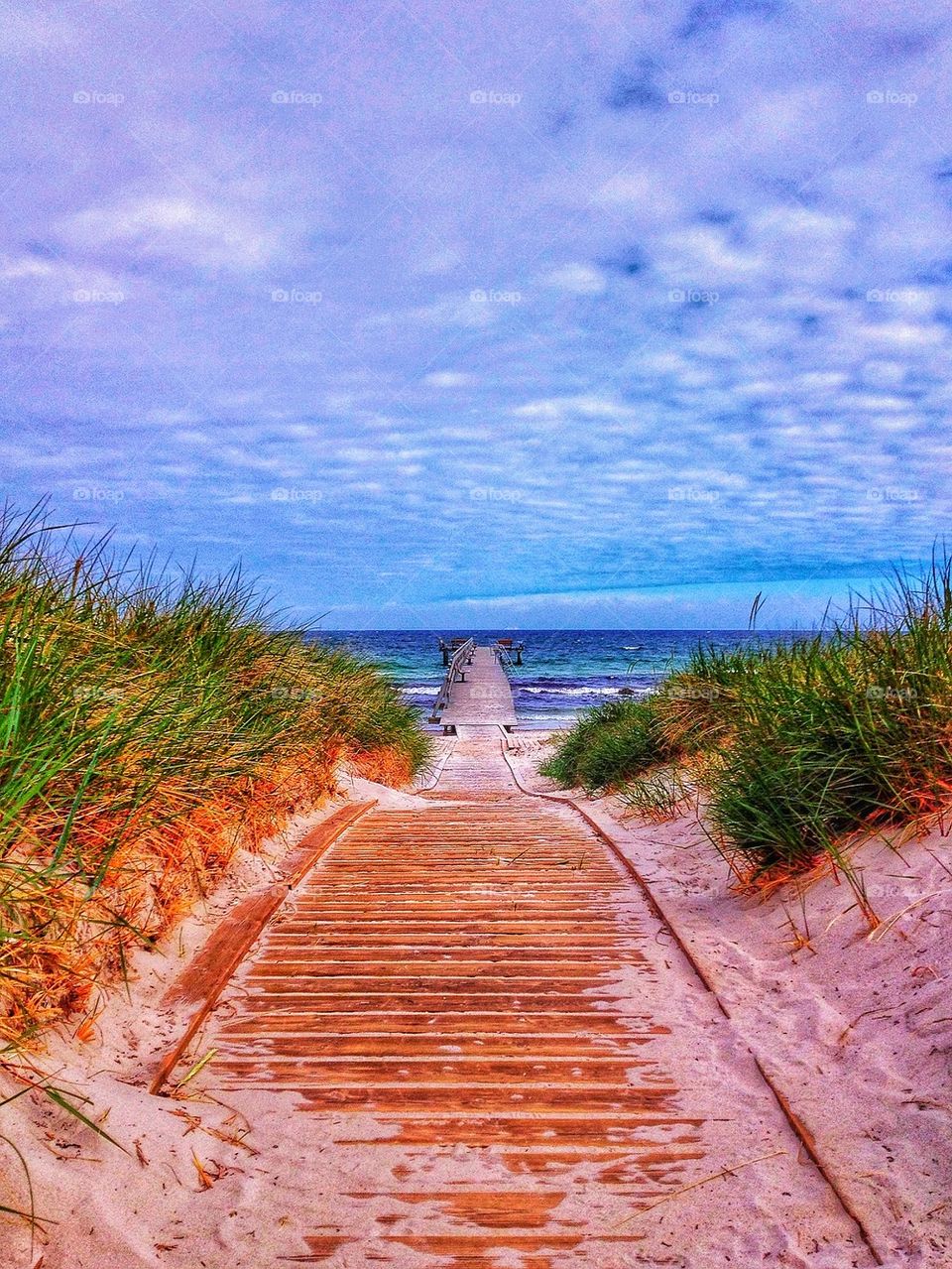 Wooden trail to the sea