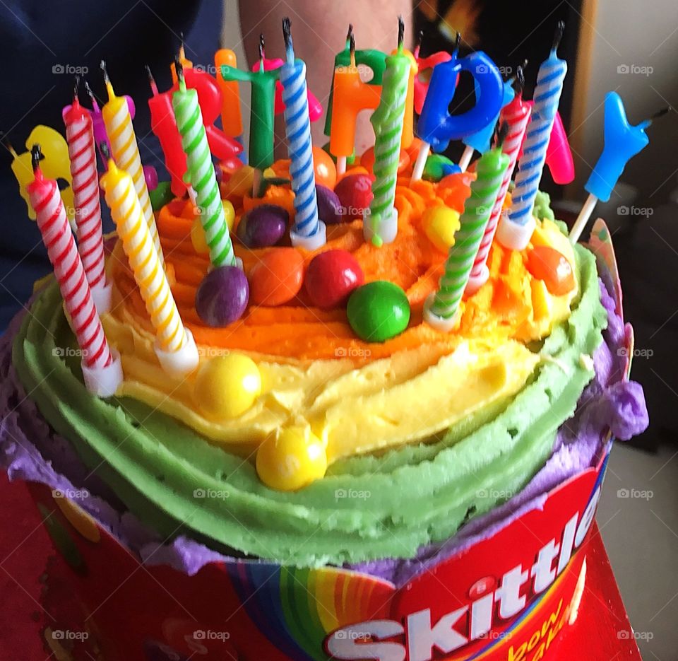 Skittles birthday cake