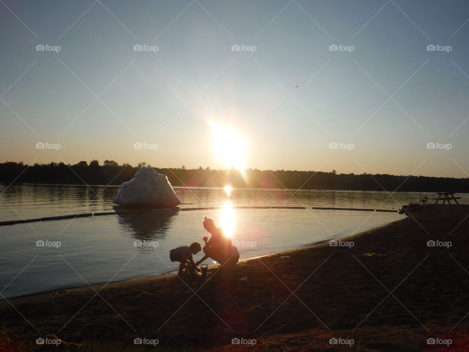 Playing in sunset