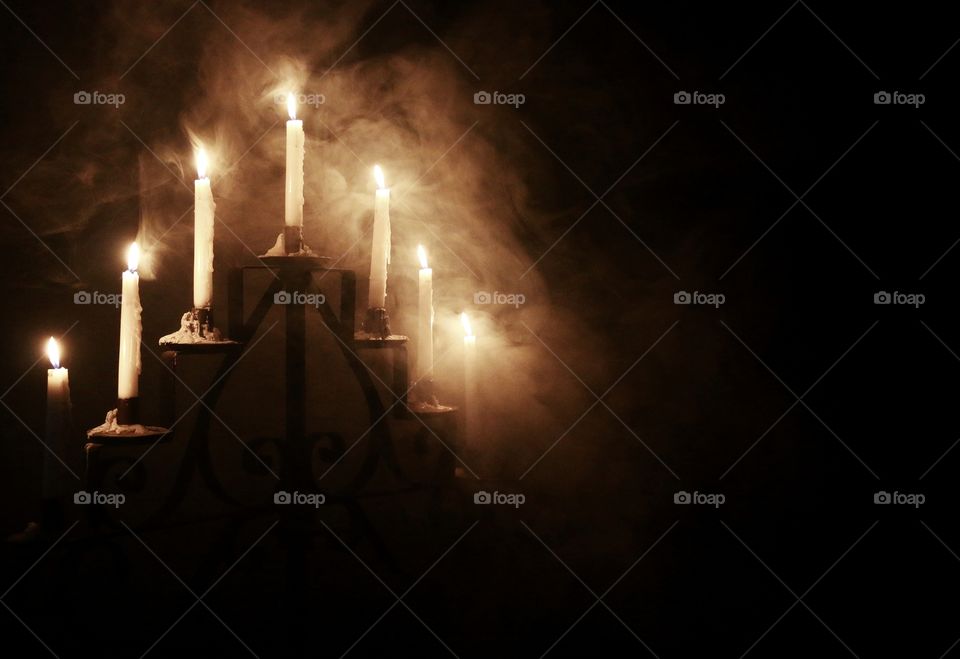 Gothic lit candelabra
