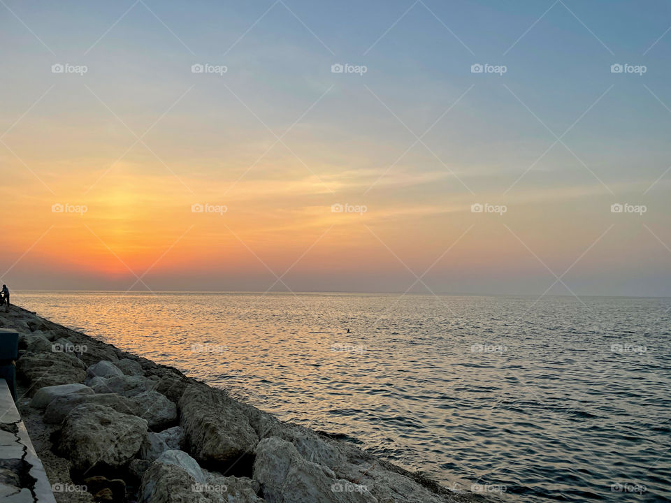 Pastel coloured sky . Sunset . Calm nature! 