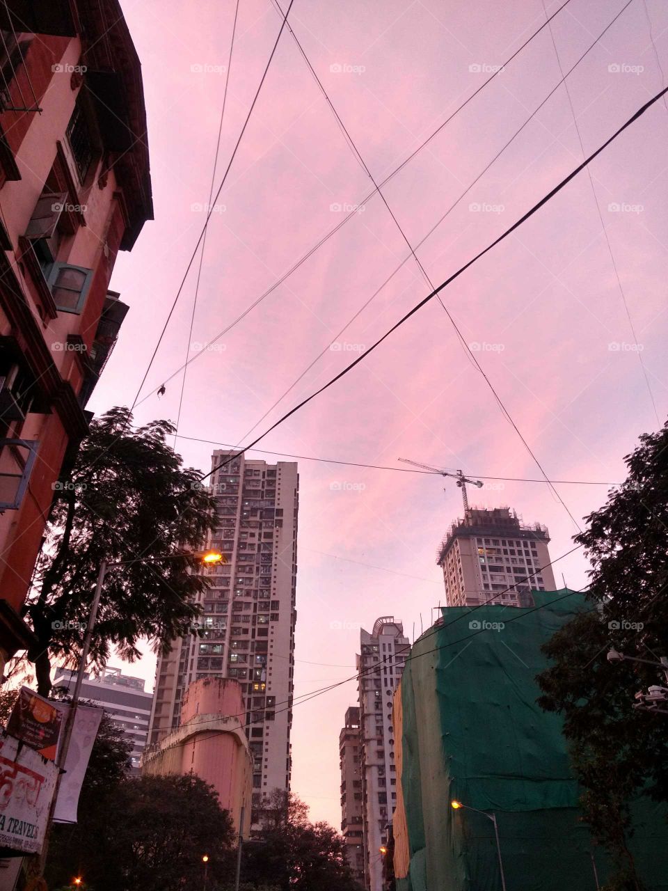 pink color sky at evening sunset