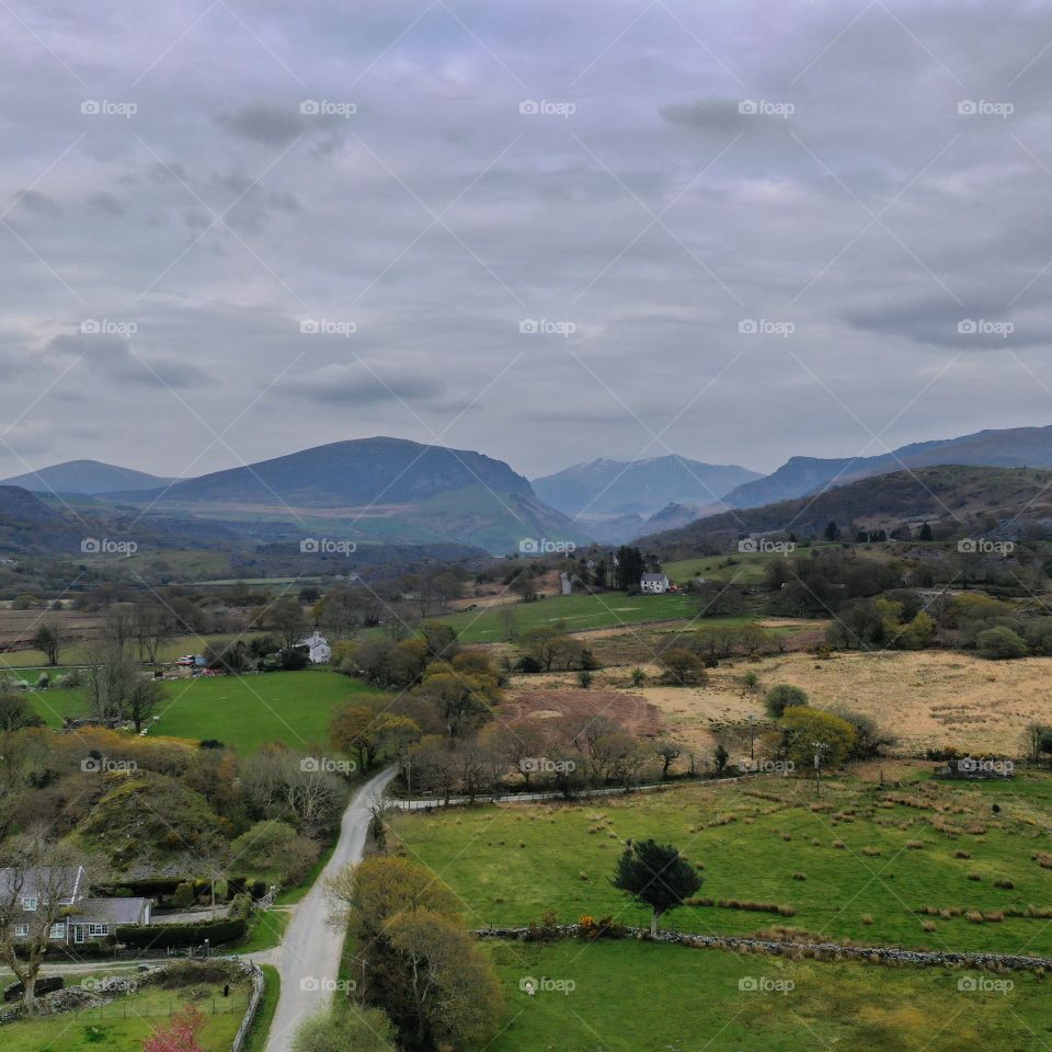 drone picture Wales countryside