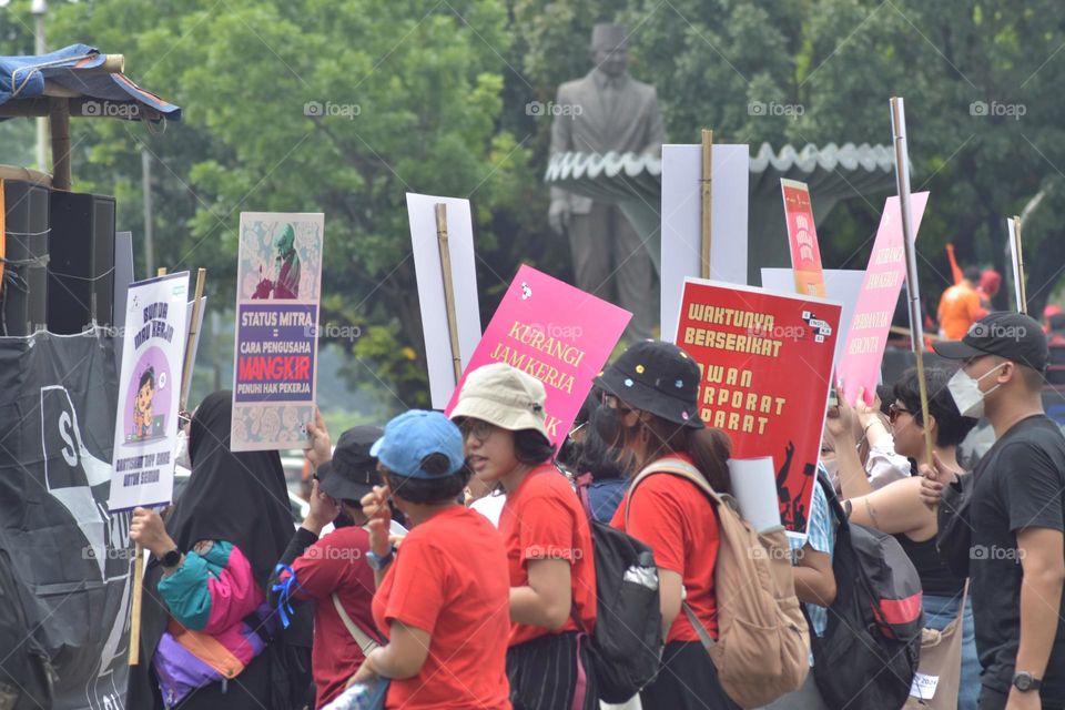 Workers staged a demonstration in Jakarta on International Labor Day 1 May 2023