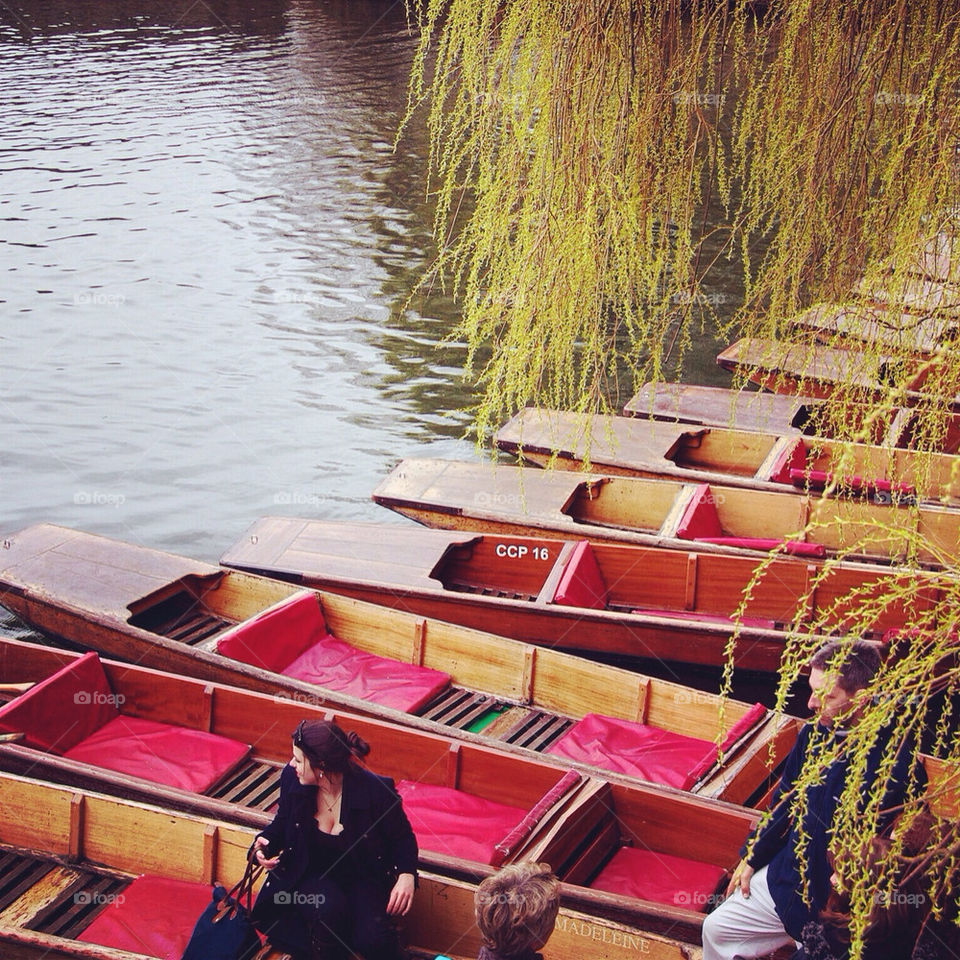 Punts on the river in Cambridge