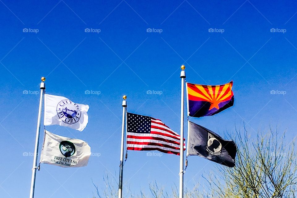 Flags flapping in the wind