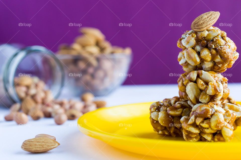 Popular Indian sweet, peanut chikki.