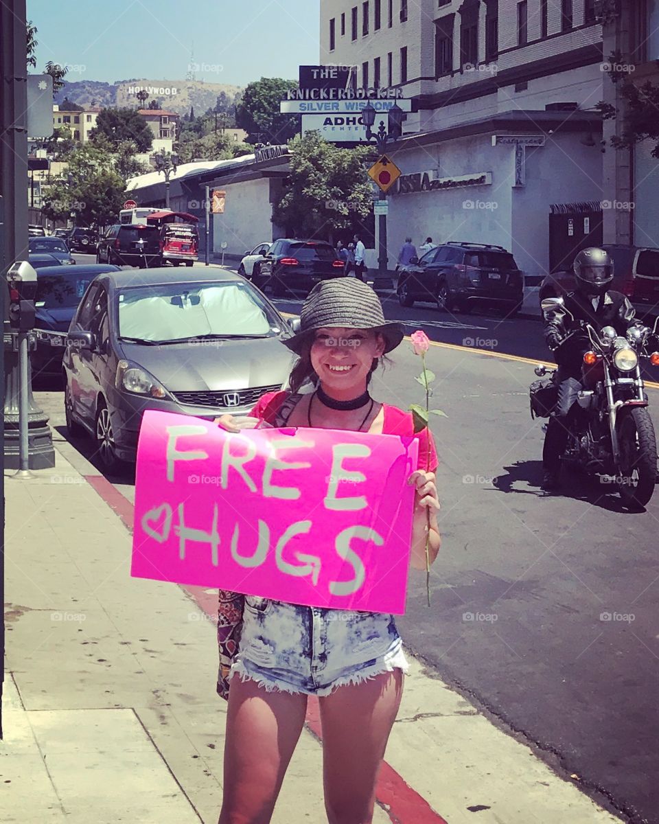 Free Hugs Girl Hollywood California 