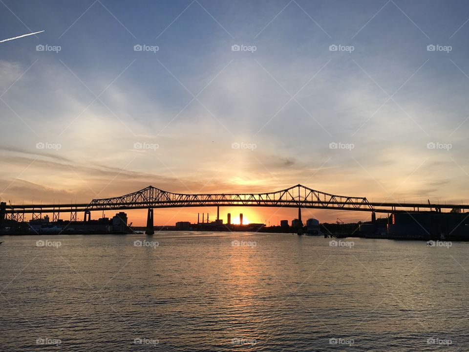Tobin Bridge at sunset 