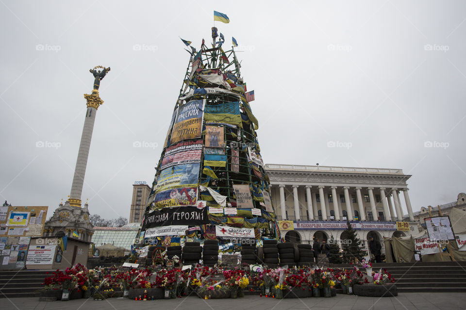 Kiev Centre . during Euromaidan demonstrations, fights and unrest 