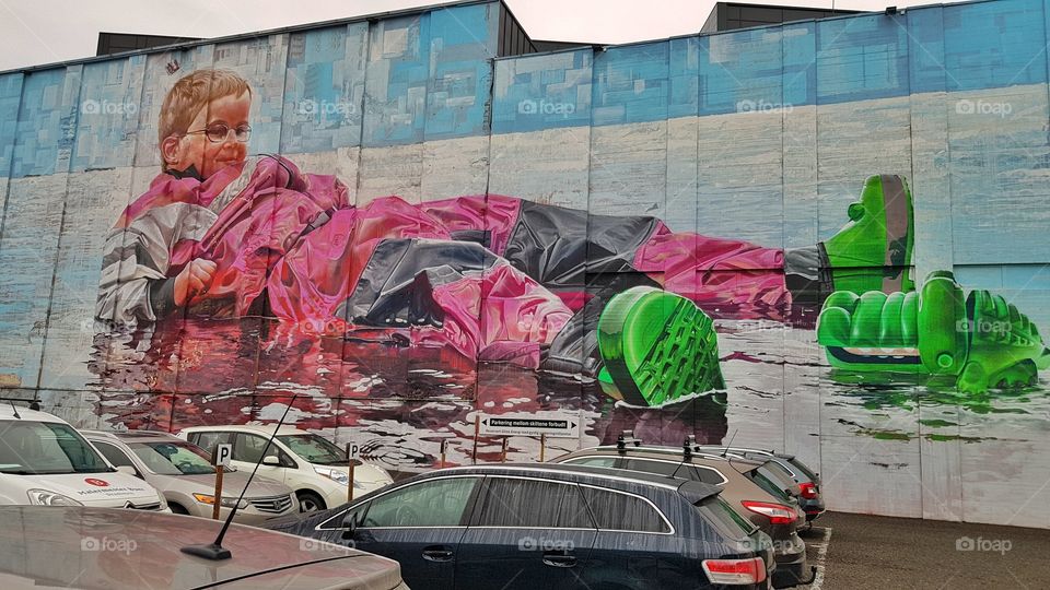 Wallpainting in city Drammen,  Norway