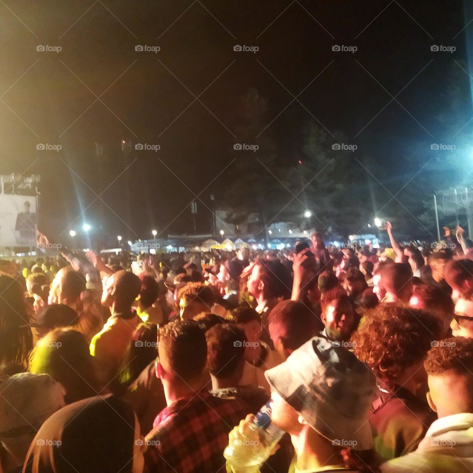 Beautiful crowd of people in festival of international music at essaouira city in Morocco.