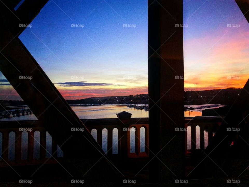 sunset over Rochester bridge