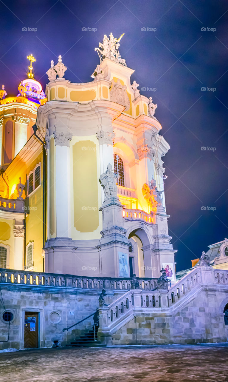 Night Lviv city scene