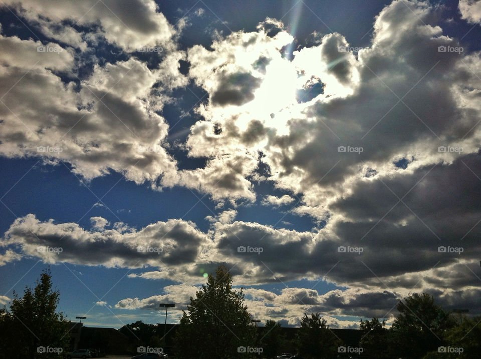 sky blue orange clouds by delvec