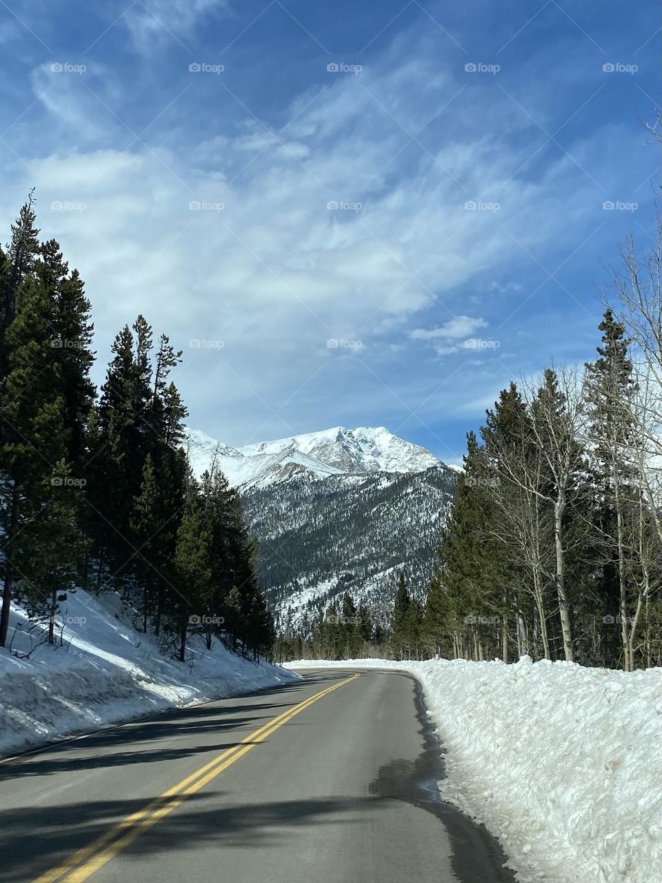 Driving into a view of the mountains. 