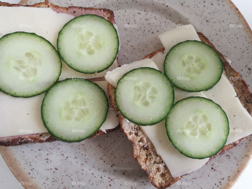 Cucumber and cheese sandwiches