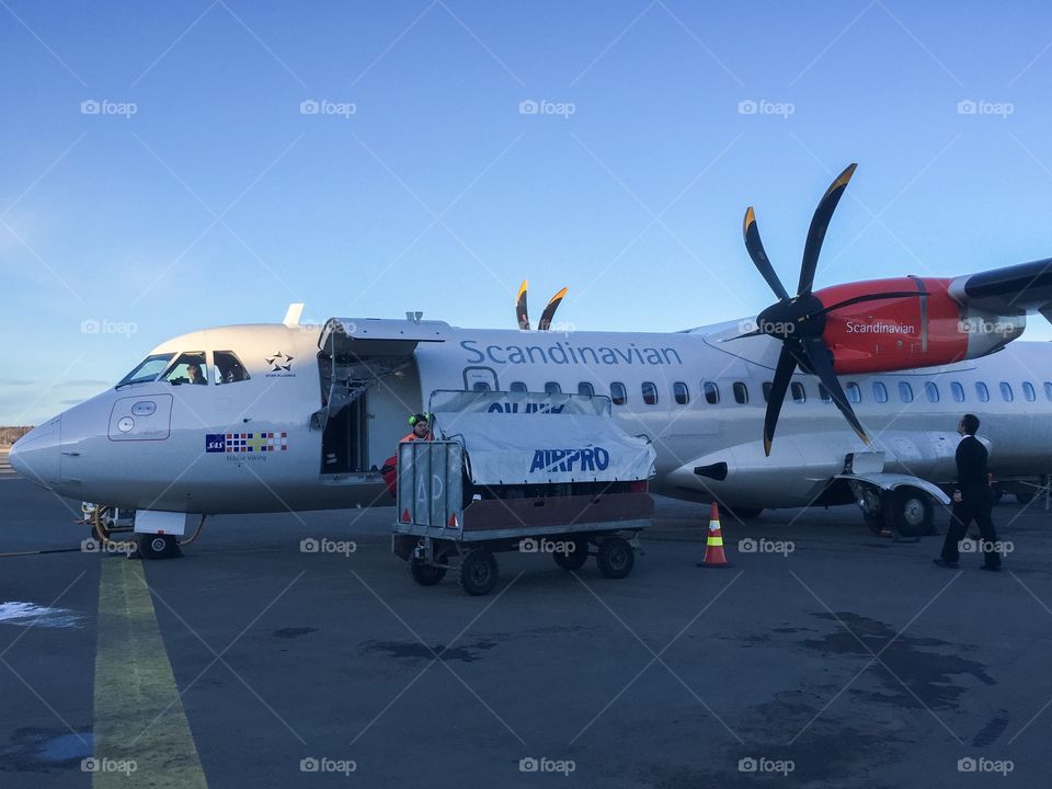 ATT 72-600 SAS Airplane Hildur Viking at Vasa Airport in Finland.