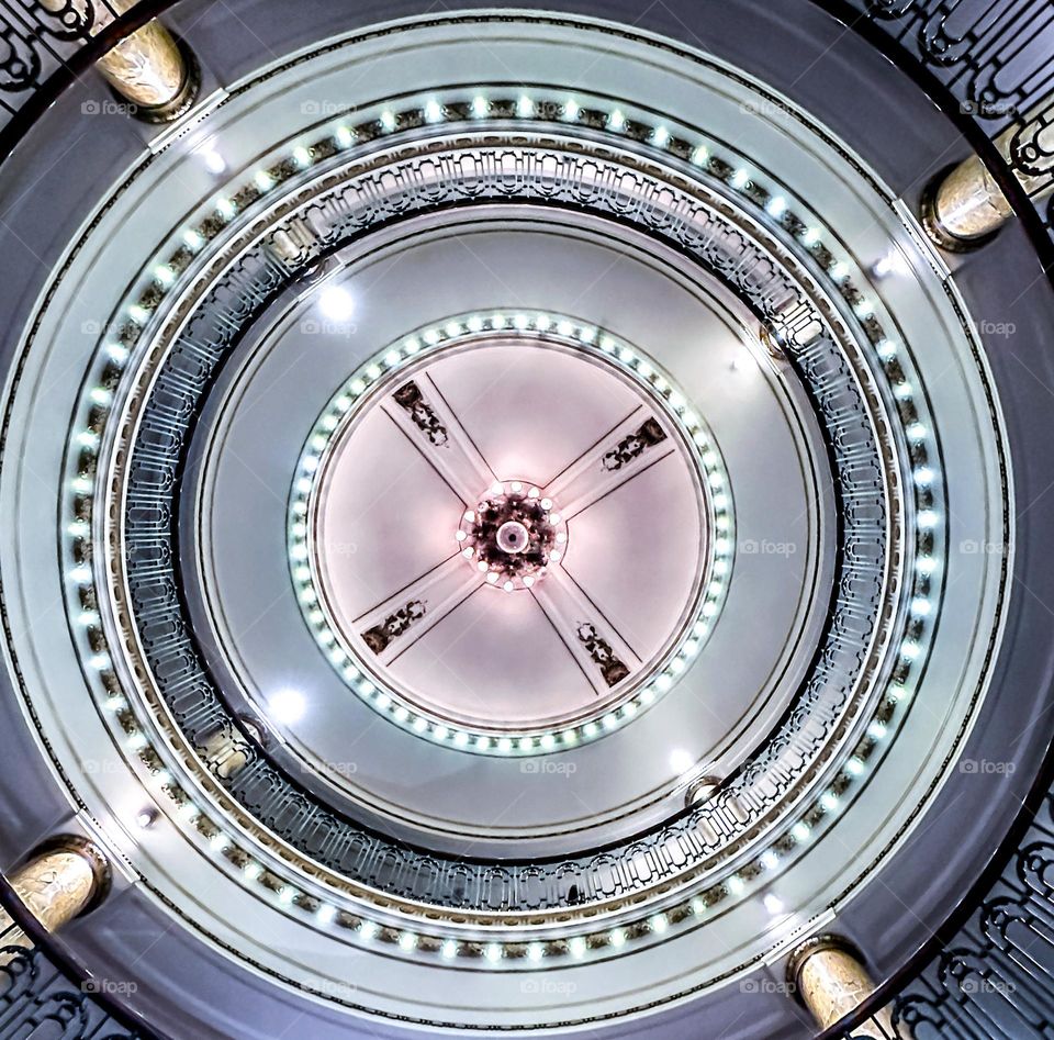 Upward view of a dome in neoclassical turn of century building