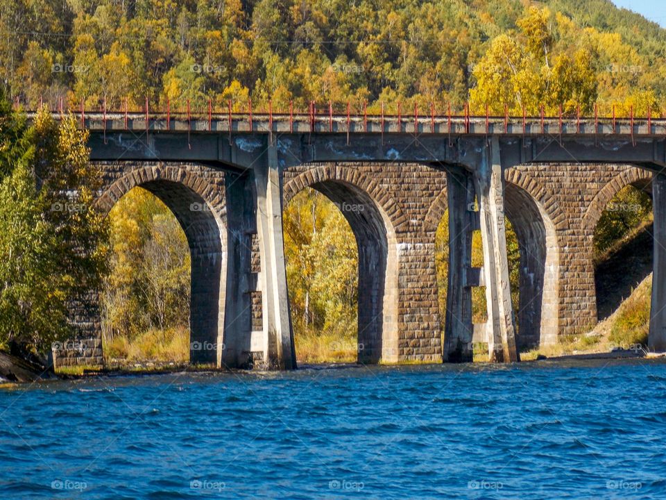 Bridge of the Circum-Baikal railway across the Bolshaya Krutaya Guba river.