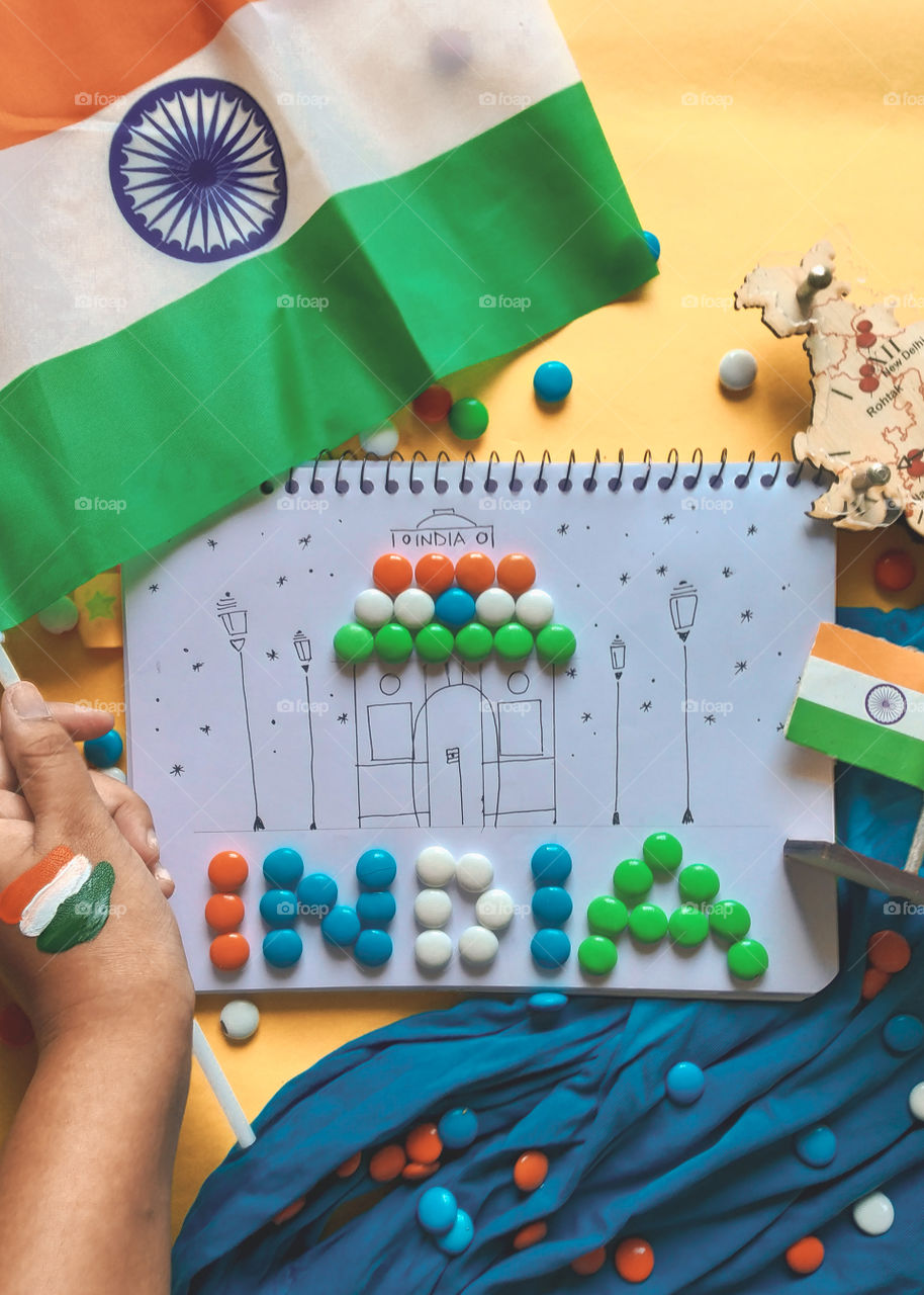A flatlay depicting India. Perfect for Independence/ Republic Day