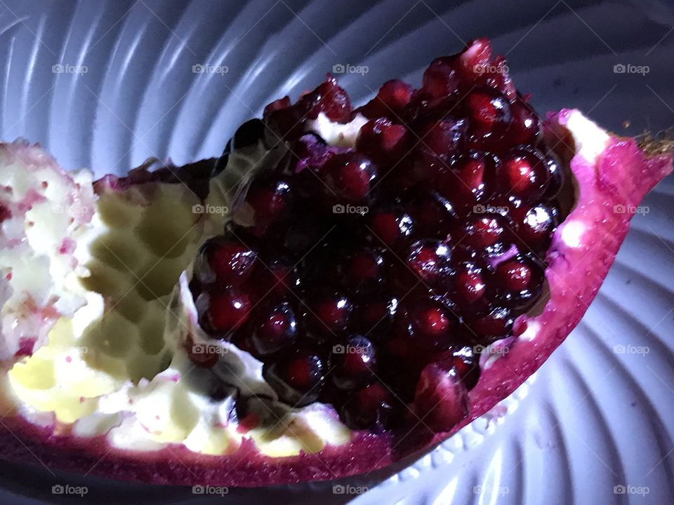 Close-up of a white pomegranate