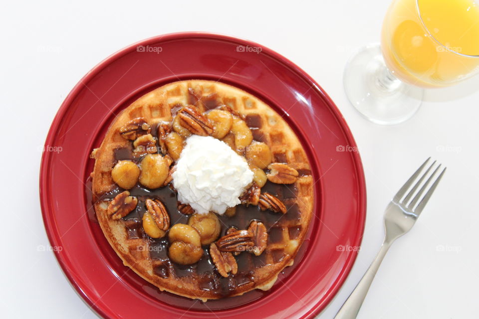 Bananas Foster Waffles 