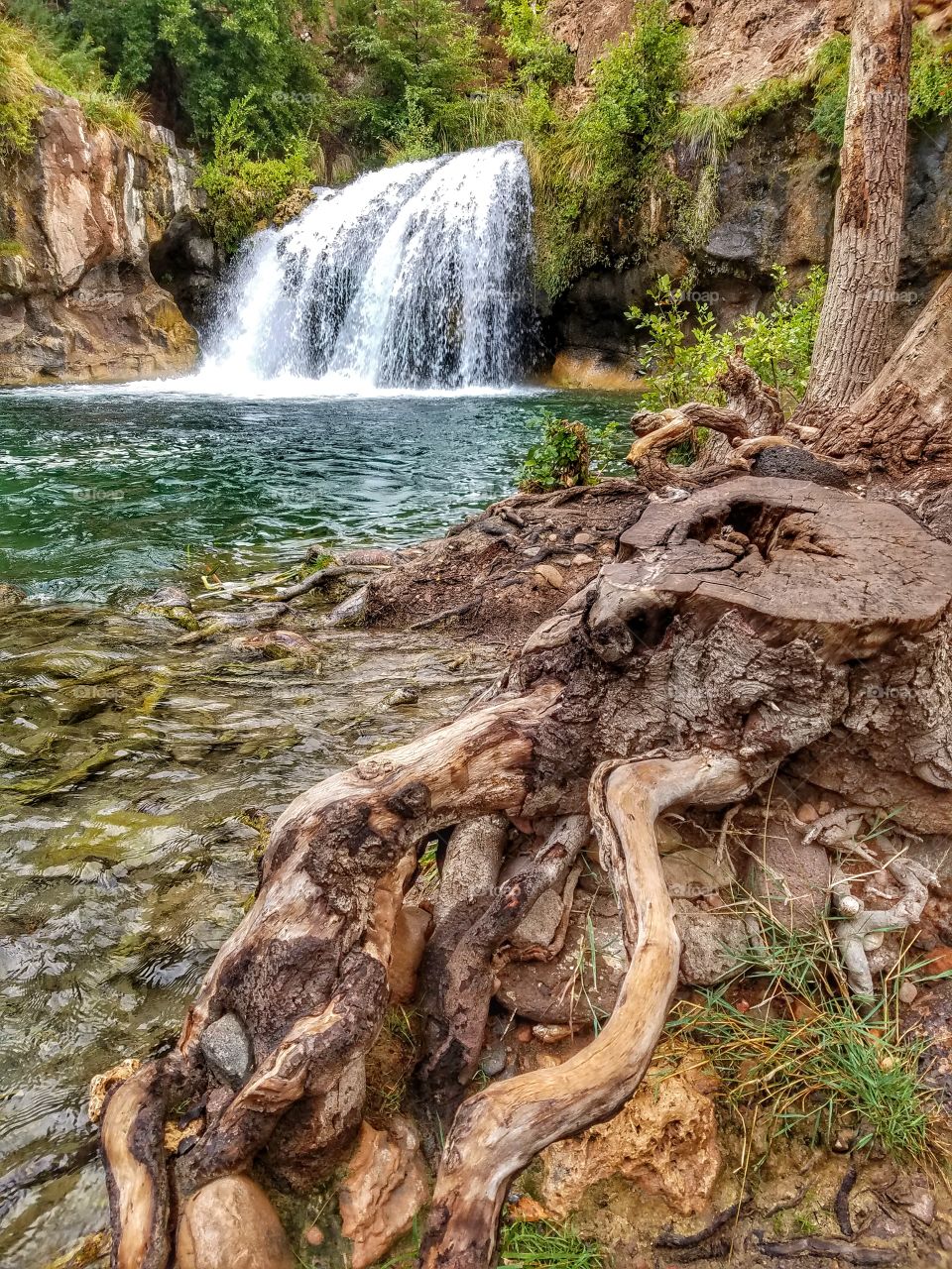 Idyllic view of waterfall