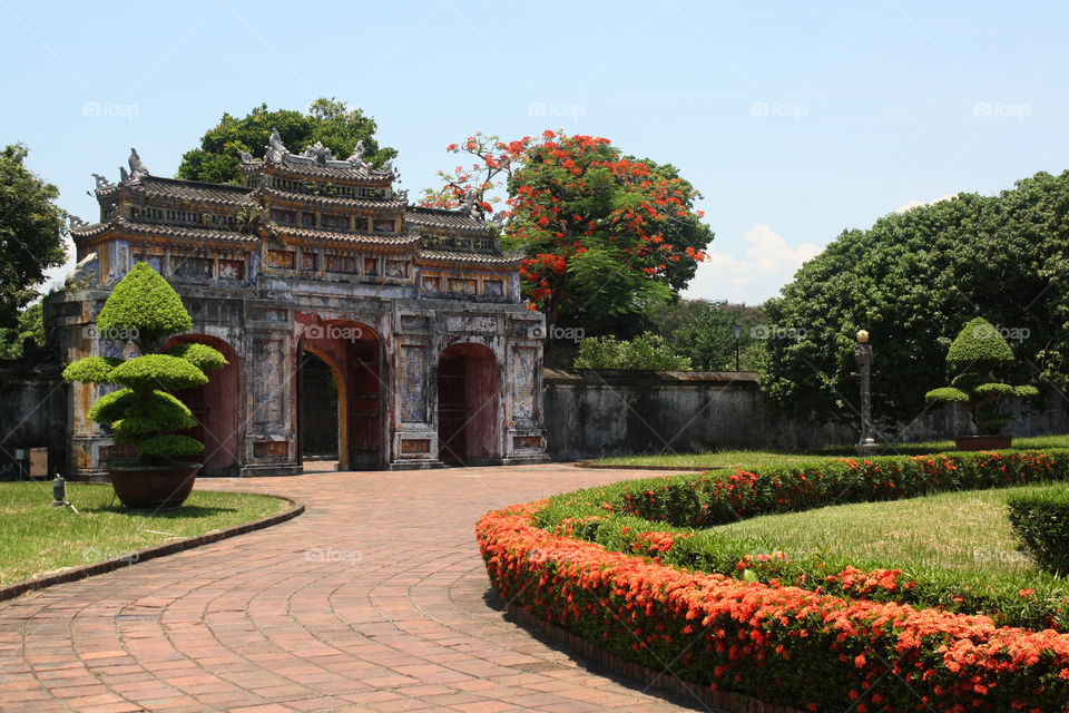 The gardens in a historical Citadel in Vietnam