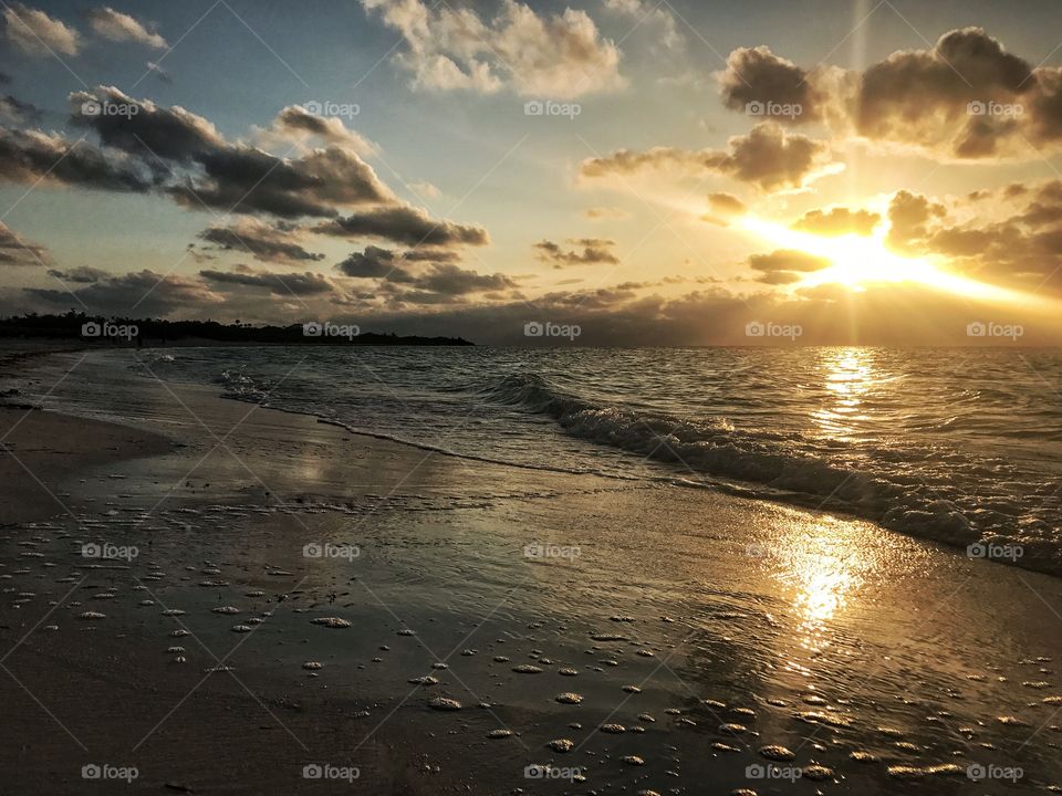 Scenic view of sunset at beach