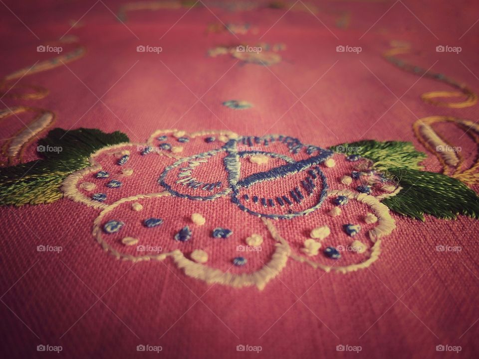 Pink Embroidered Textile