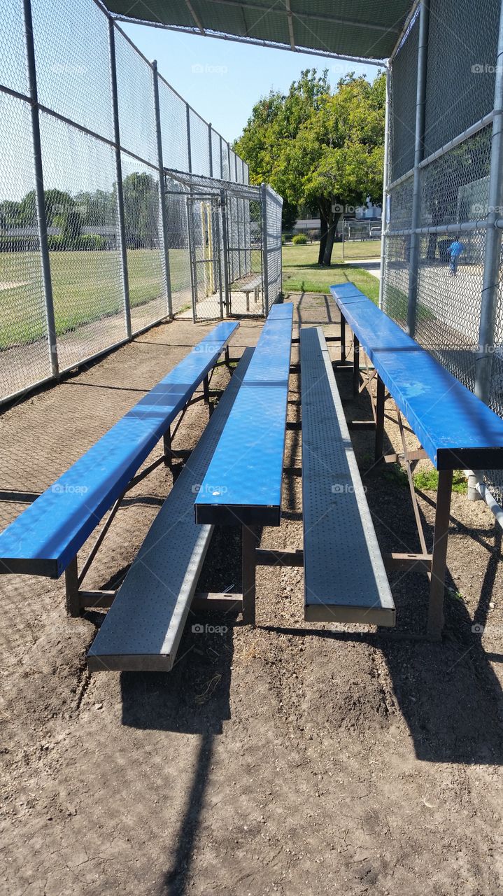 Above ground dugout at kids baseball park