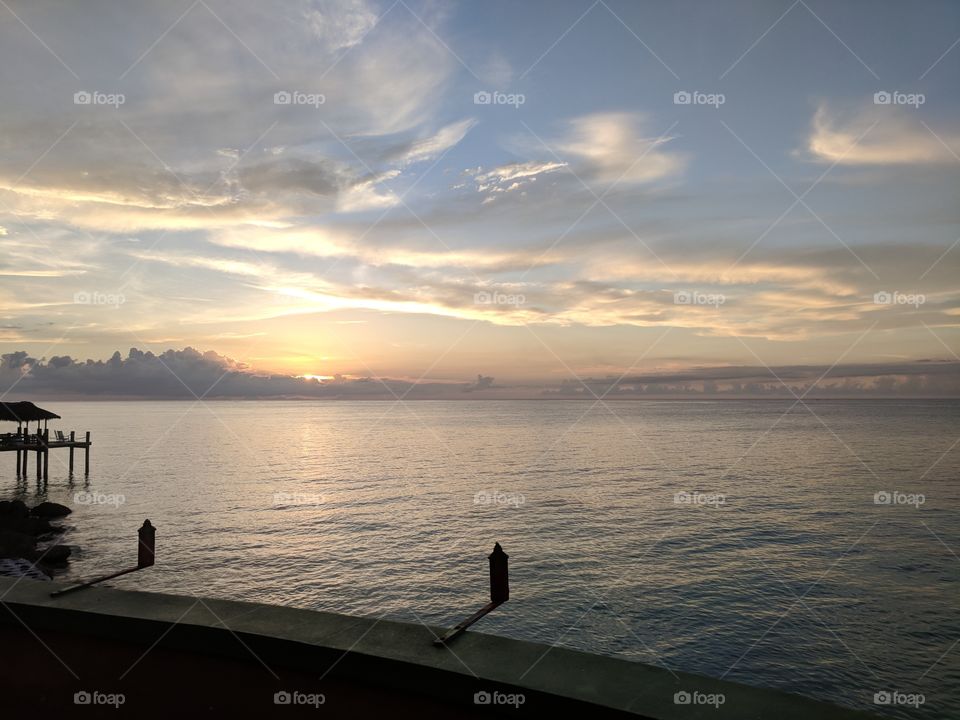 Sunset at Compass Point in Nassau, Bahamas.