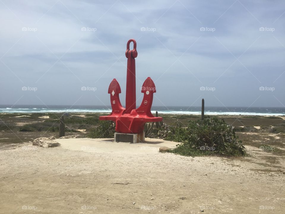 Anchor . Anchor at Aruba beach